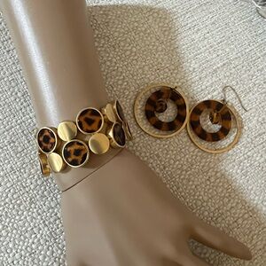 Gold and Brown Tortoise Shell Bracelet and Earrings